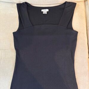 NWOT Cache Black Matte Jersey Stretch Square Neck Tank Top Size Medium